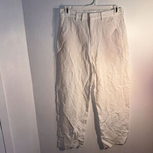 Zara crop pants women's Medium, off white linen & cotton NWT Morroco